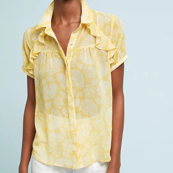 NWT Anthropologie Coastal Printed Buttondown Size M - Picture 1 of 4